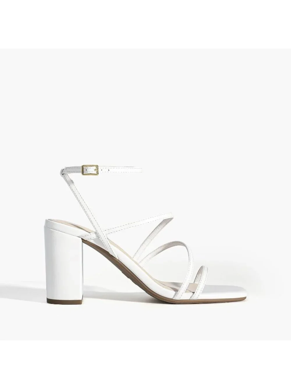 Dream Pairs Women's White Open Toe Sleek Straps Chunky Block Heel Sandals